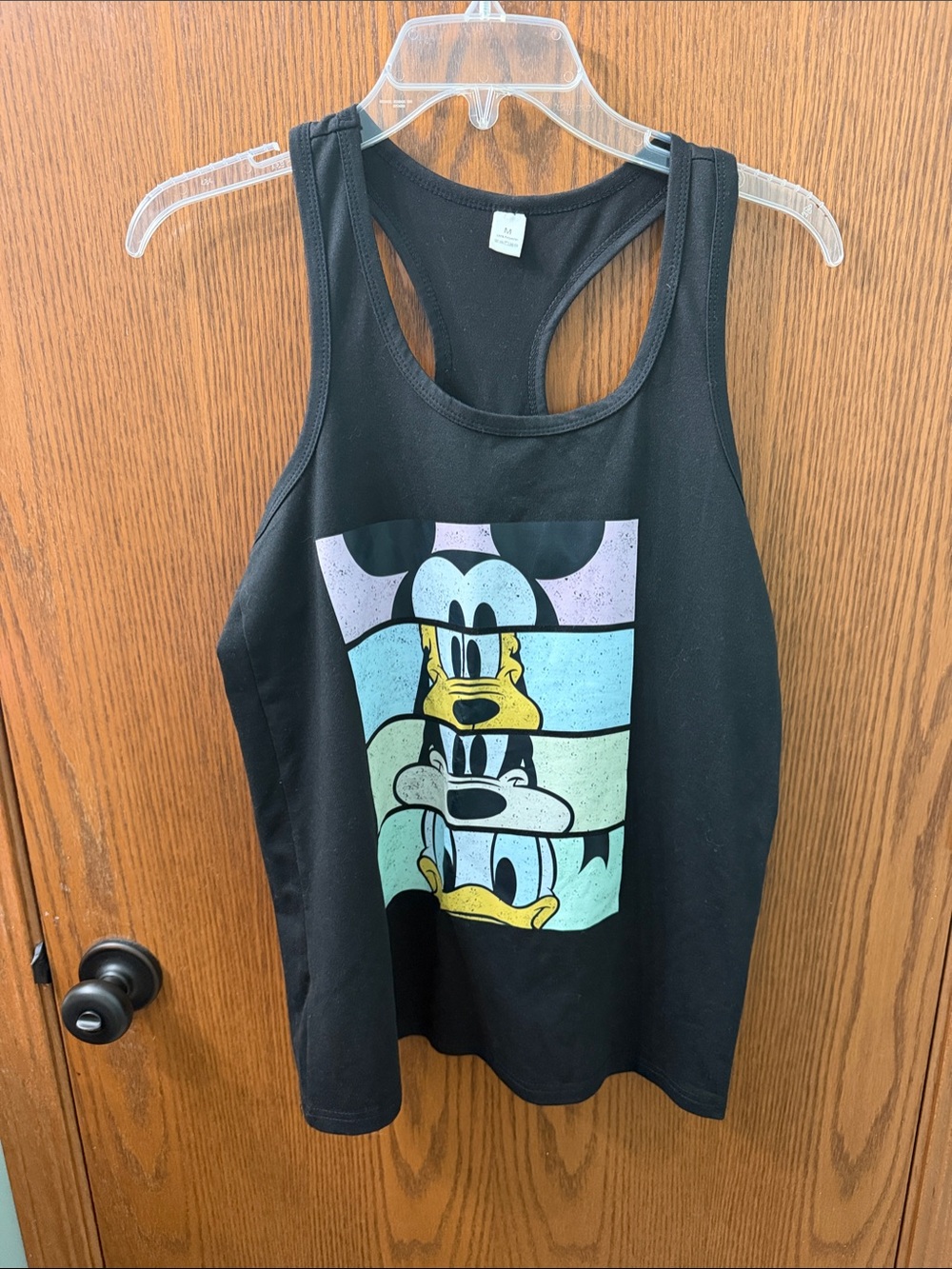 Disney Black Racerback Tank with Mickey & Donald Stacked Graphic